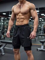 Şort içi Tayt 2 In 1 telefon cep + havluluk Gym Ve Fitness iç Astarlı - Görsel 3