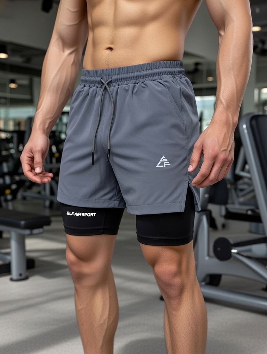 Taytlı Şort Erkek Running Hızlı Kuruma Micropoly Antrenman GYM ve Fitness Outdoor şort - Görsel 3