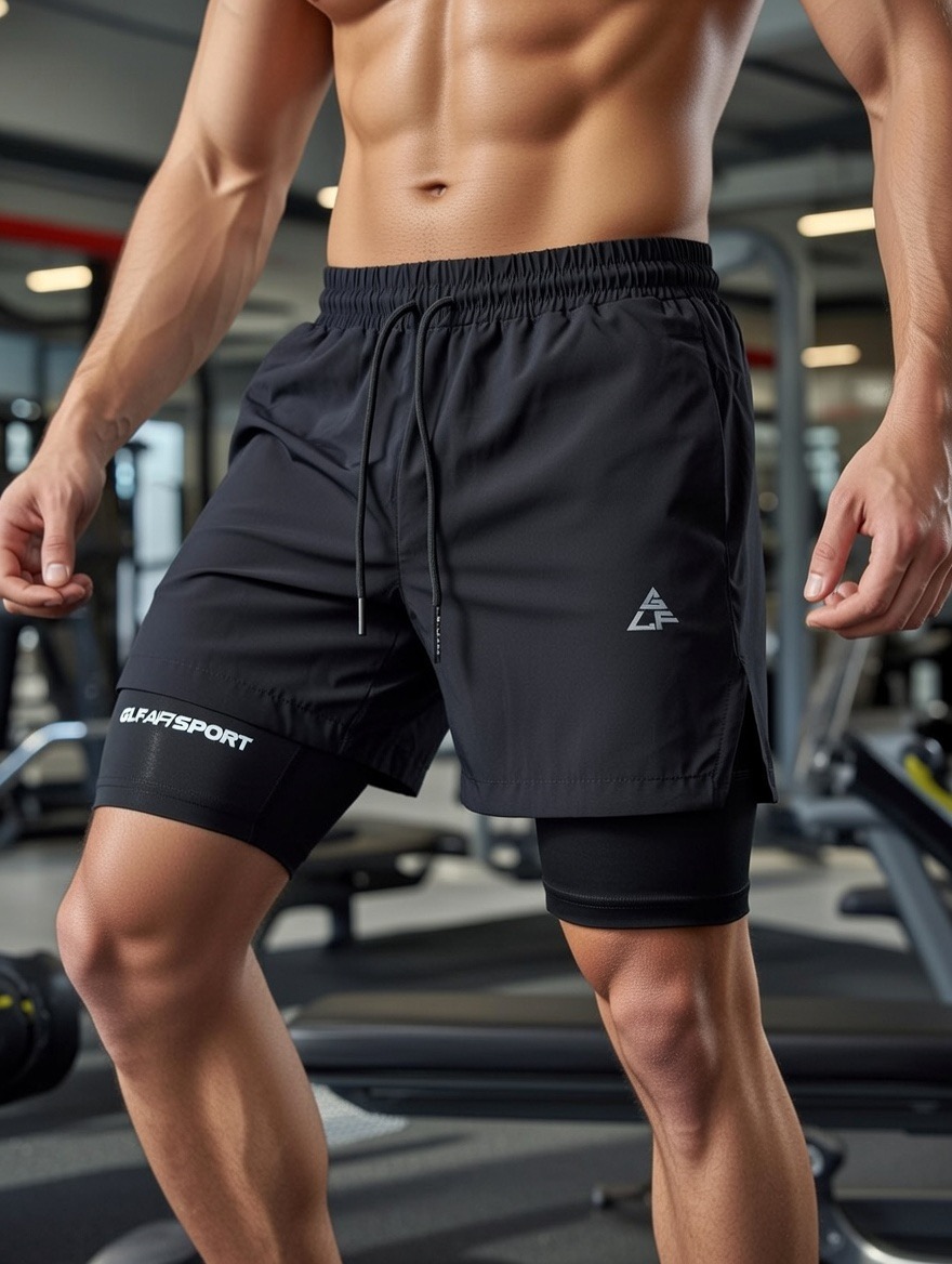 Taytlı Şort Erkek Running Hızlı Kuruma Micropoly Antrenman GYM ve Fitness Outdoor şort - Görsel 5