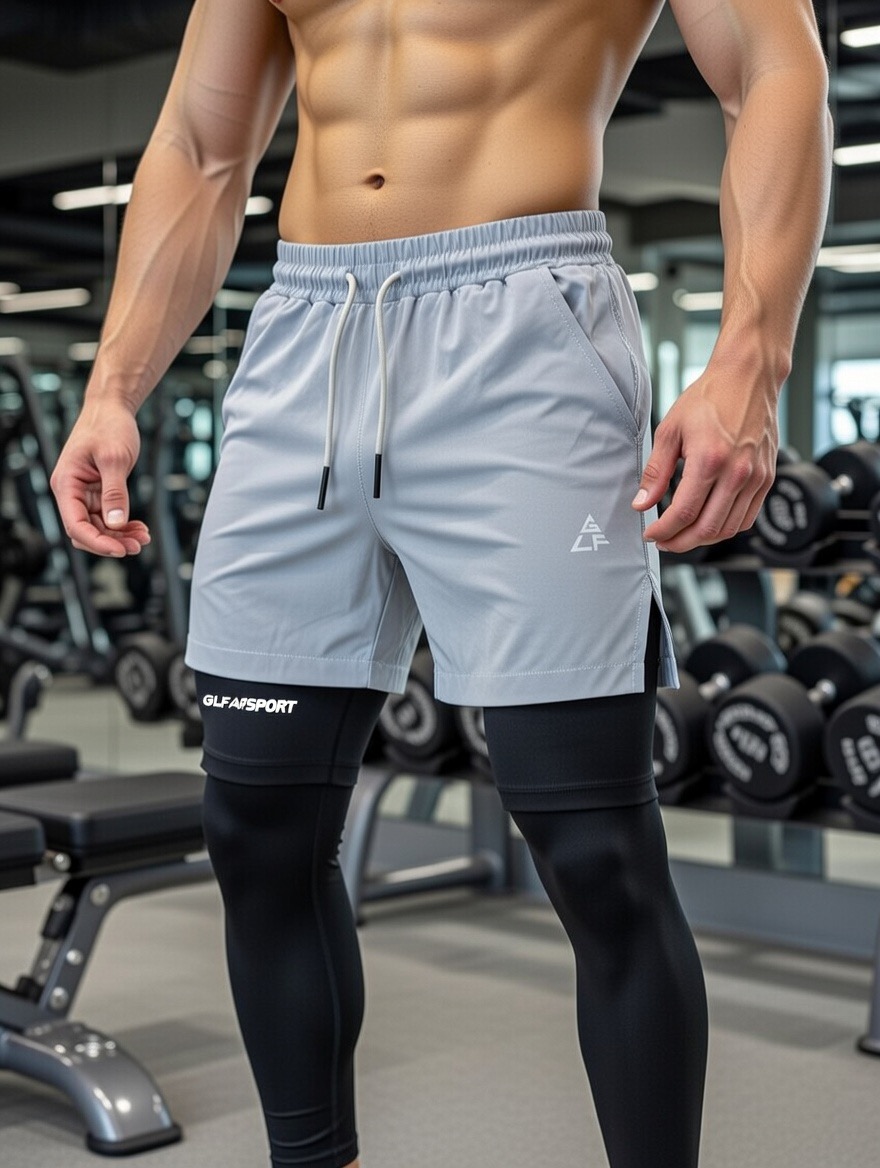 Taytlı Şort Erkek Running Hızlı Kuruma Micropoly Antrenman GYM ve Fitness Outdoor şort - Görsel 6