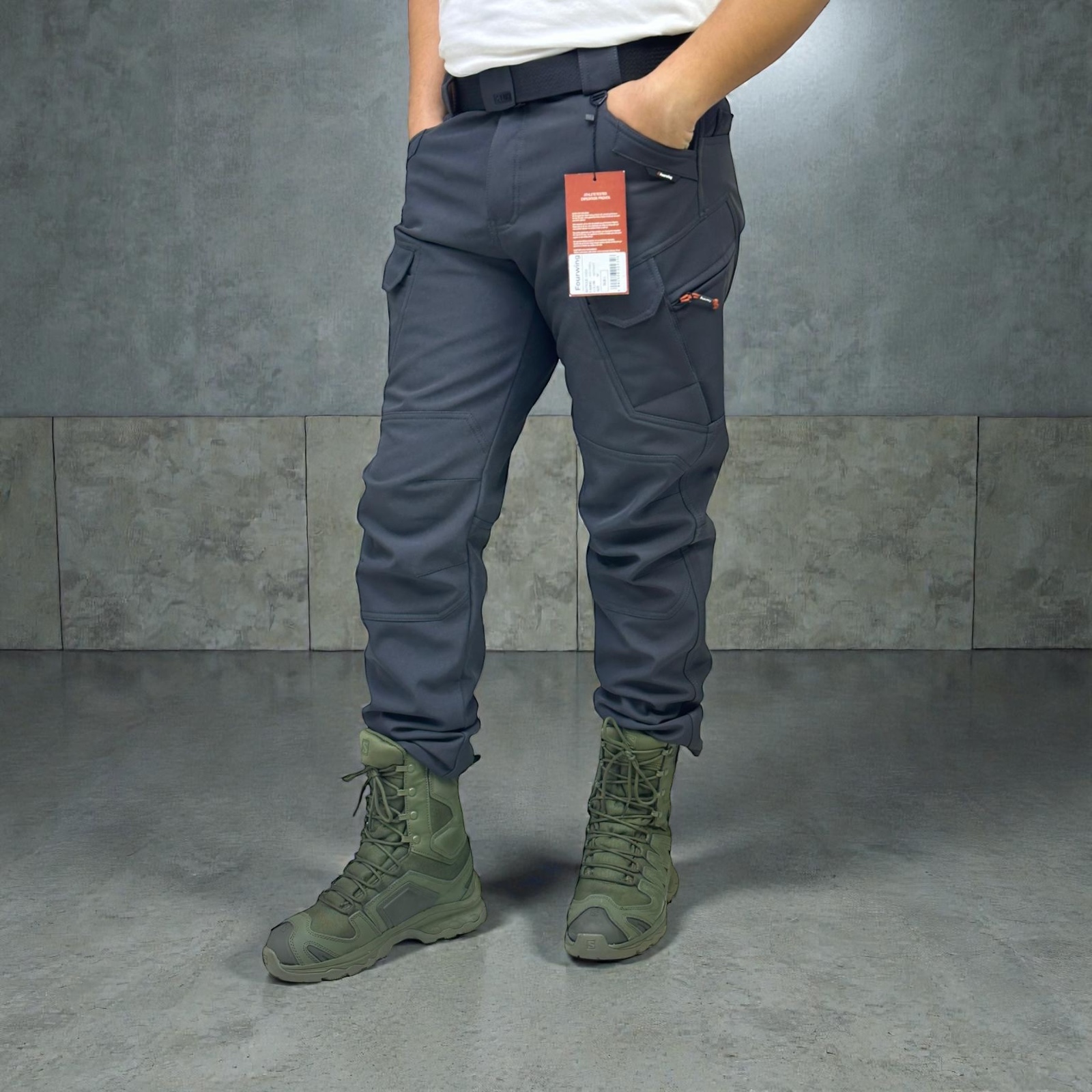 Taktik outdoor softhell içi polarlı kumaş su ve rüzgar geçirmez pantolon - Görsel 2