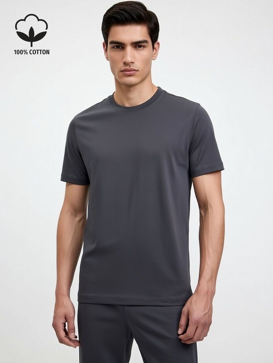 017 Tişört Basic %100 Pamuk Standart Fit 0 Yaka - Görsel 1