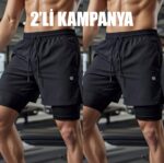 Şort içi Tayt 2 In 1 telefon cep + havluluk Gym Ve Fitness iç Astarlı