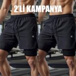 Şort içi Tayt 2 In 1 telefon cep + havluluk Gym Ve Fitness iç Astarlı