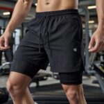 2 In 1 Şort telefon cep'li havluluk Gym Ve Fitness Astarlı Taytlı Şort