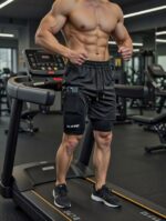 2 In 1 Şort telefon cep'li havluluk Gym Ve Fitness Astarlı Taytlı Şort - Görsel 2